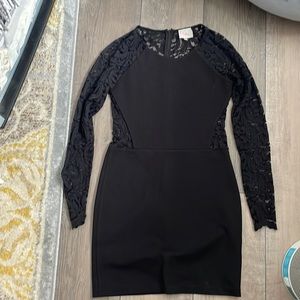 Parker long sleeve black lace dress size M